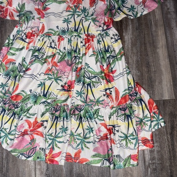 Zara Flutter Dress Girls Size 13-14 Years Ivory & Pink Floral Ruffle Tiered - Picture 3 of 6